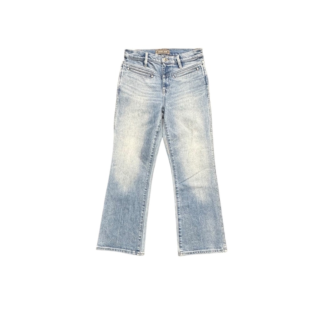 Point Sur‎ 11" Kick Out Crop Jeans Womens 28 Slant Pockets Light Blue High Rise